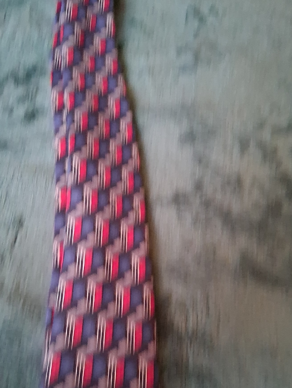 Men's Navy and Red Geometric Pattern Tie - Professional Look